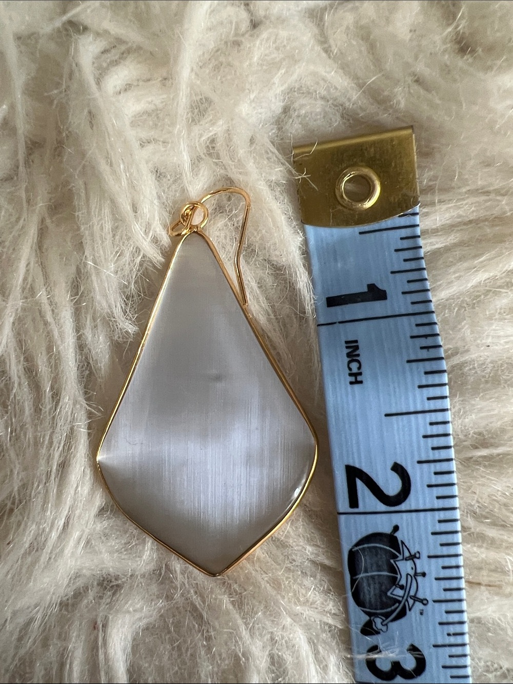 Gold-Trim Gray Teardrop Dangle Earrings - Elegant Women Jewelry - Picture 3 of 4